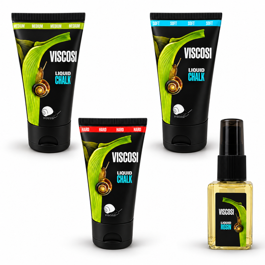 VISCOSI Grip Discovery Kit with SOFT, MEDIUM and HARD liquid chalk plus liquid rosin for pole dance and aerial training